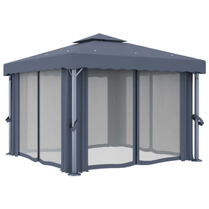 vidaXL Pavillon avec rideaux 3x3 m anthracite aluminium