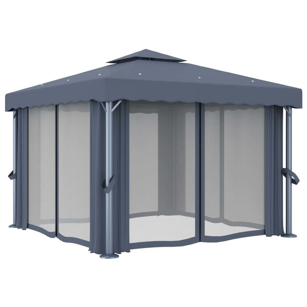 vidaXL Pavillon avec rideaux 3x3 m anthracite aluminium