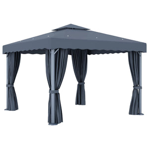 vidaXL Pavillon avec rideaux 3x3 m anthracite aluminium