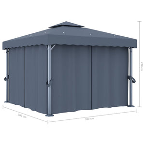 vidaXL Pavillon avec rideaux 3x3 m anthracite aluminium