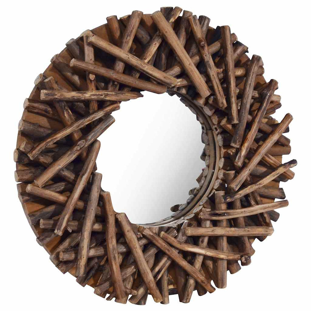 vidaXL Miroir mural 40 cm teck rond
