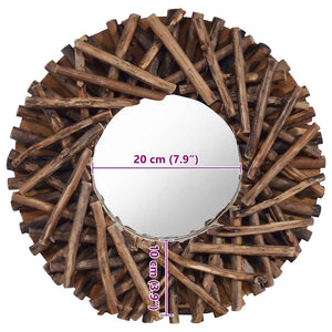 Wandspiegel 40 cm Teak Rund