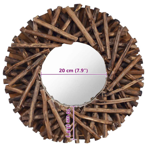 Wandspiegel 40 cm Teak Rund