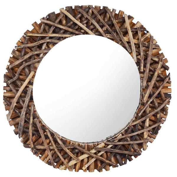 Wandspiegel 60 cm Teak Rund