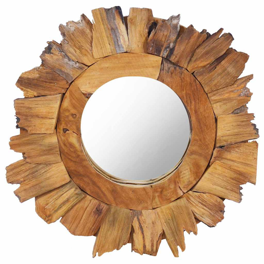 vidaXL Miroir mural 40 cm teck rond