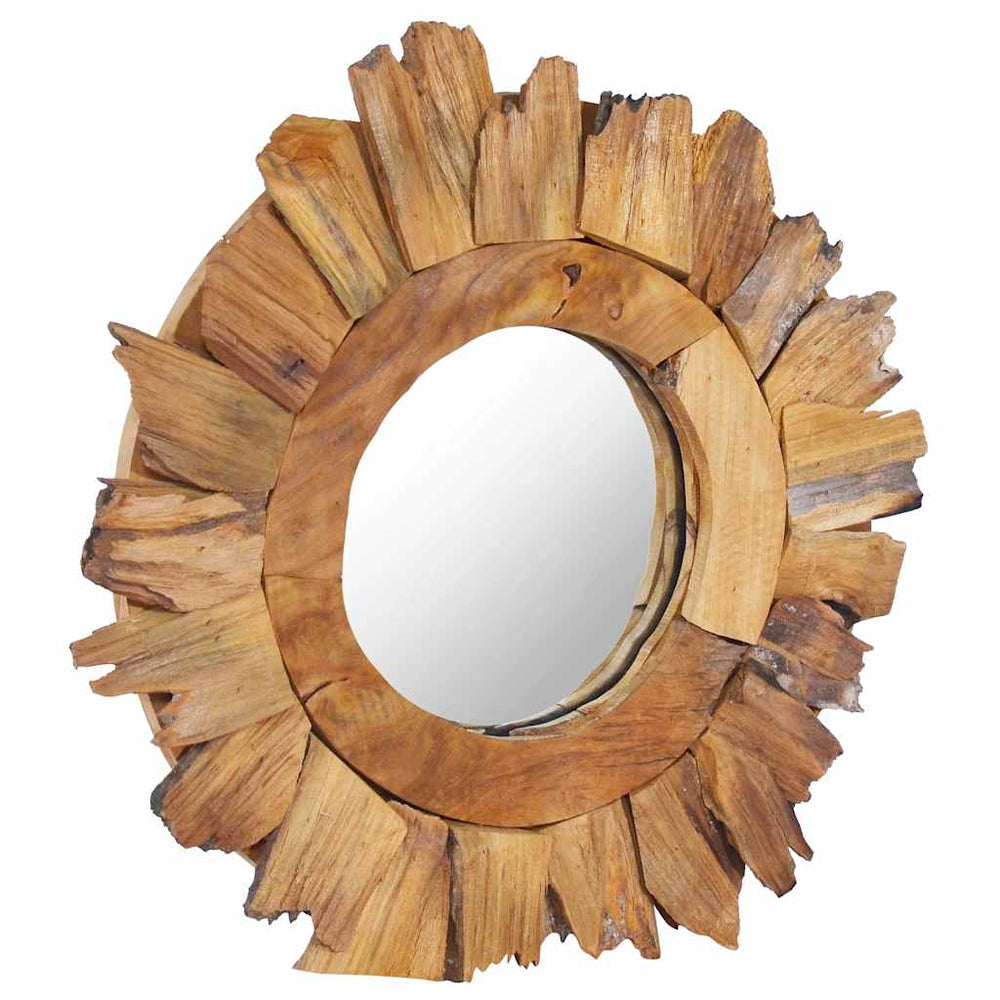 vidaXL Miroir mural 40 cm teck rond