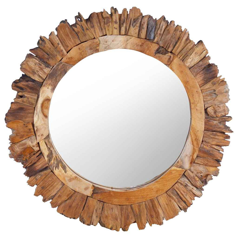 vidaXL Miroir mural 60 cm teck Rond