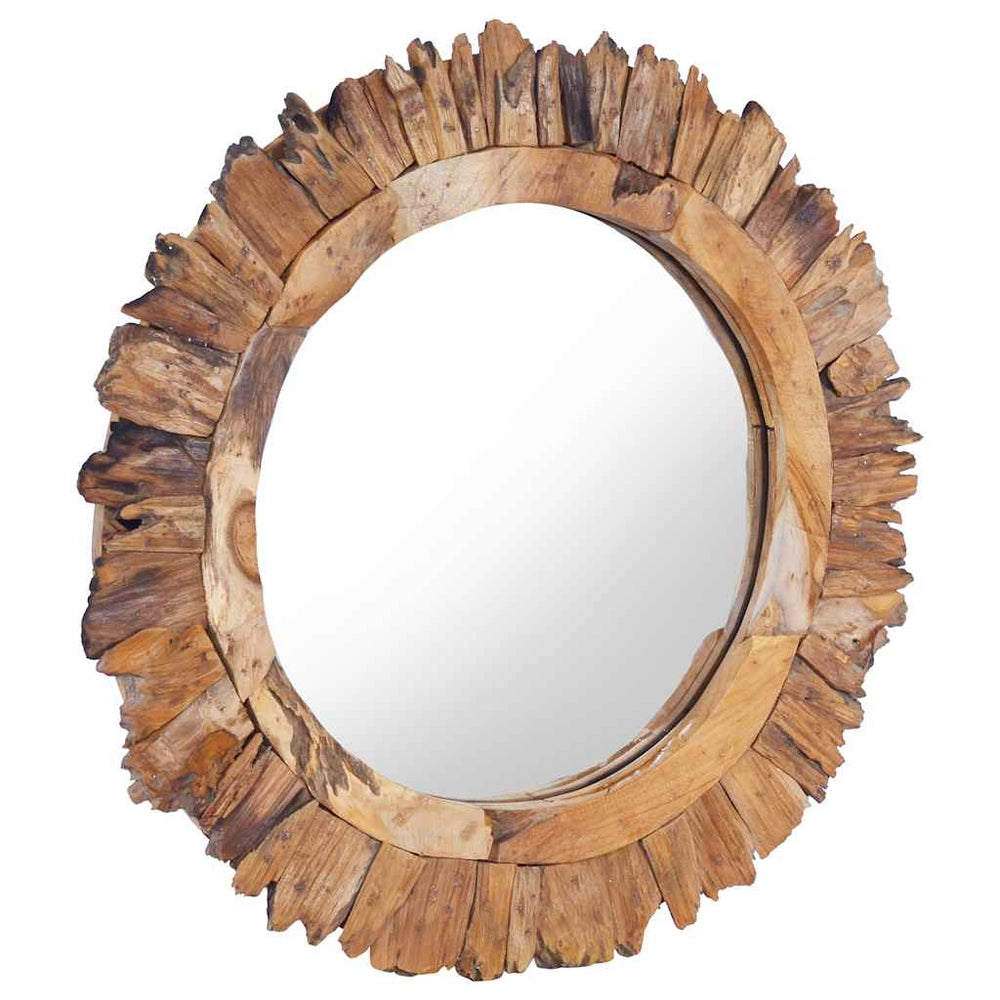 vidaXL Miroir mural 60 cm teck Rond
