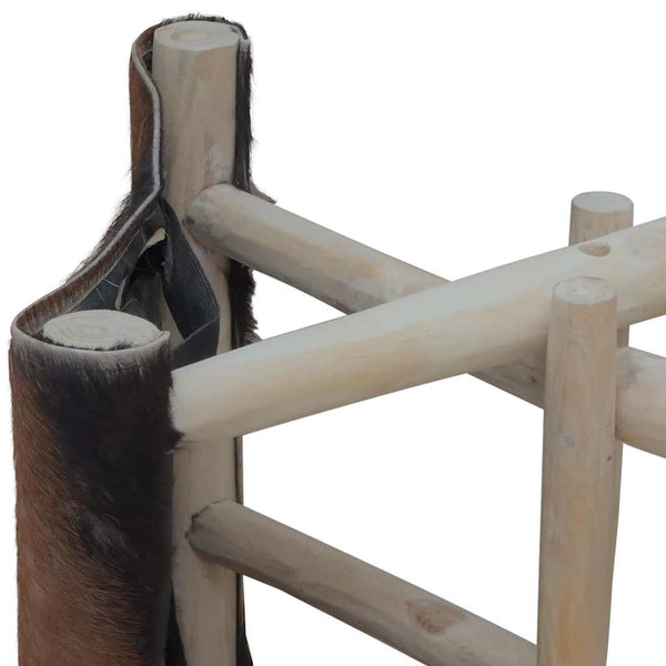 Klapphocker Ziegenleder und Massivholz Teak