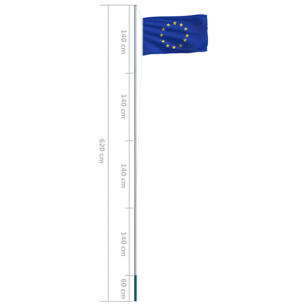 Europaflagge und Mast Aluminium 6,2 m