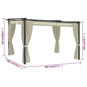 vidaXL Pavillon 4 x 3 m crème