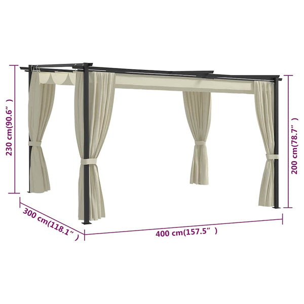 vidaXL Pavillon 4 x 3 m crème