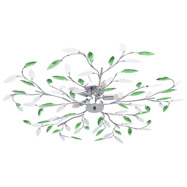 Deckenleuchte mit Acrylglas-Blätter für 5 x E14-Lampen Grün