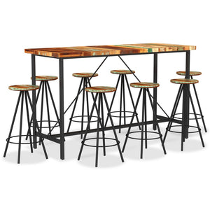 9-tlg. Bar-Set Recyceltes Massivholz