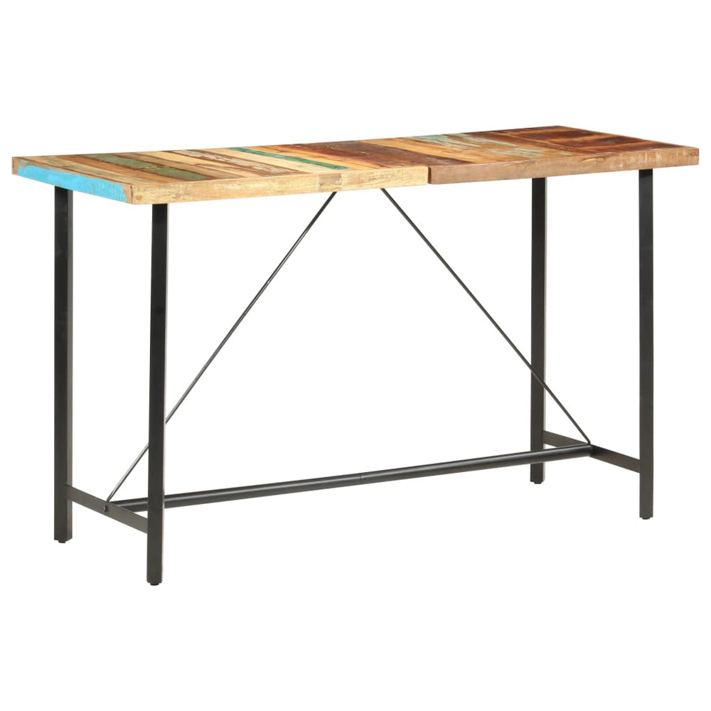 9-tlg. Bar-Set Recyceltes Massivholz, Echtleder und Canvas