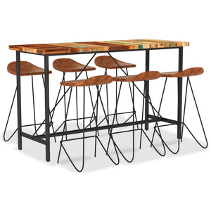 7-tlg. Bar-Set Altholz und Echtleder