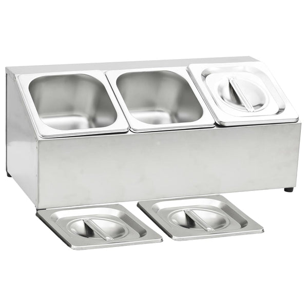 Gastronorm Ständer mit 3 GN 1/6 Edelstahlbehältern