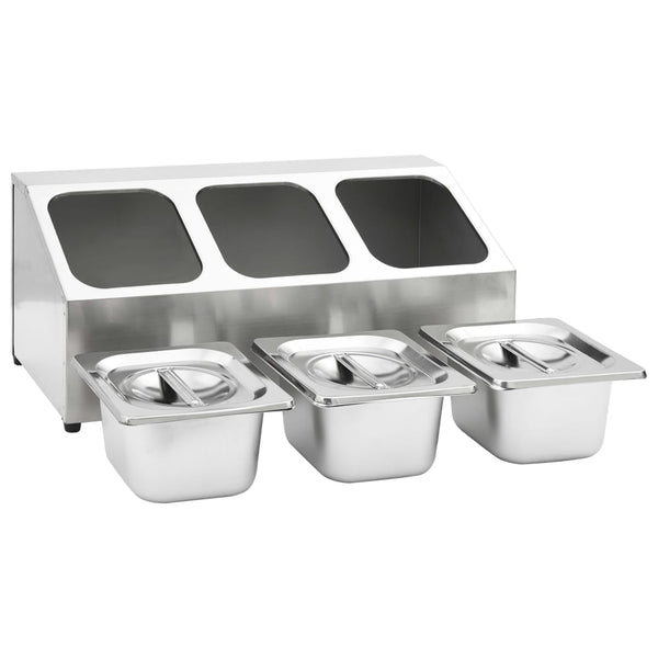 Gastronorm Ständer mit 3 GN 1/6 Edelstahlbehältern
