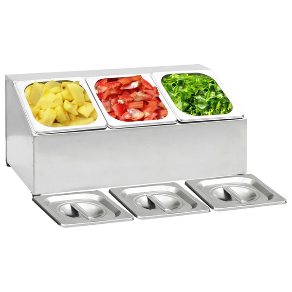 Gastronorm Ständer mit 3 GN 1/6 Edelstahlbehältern