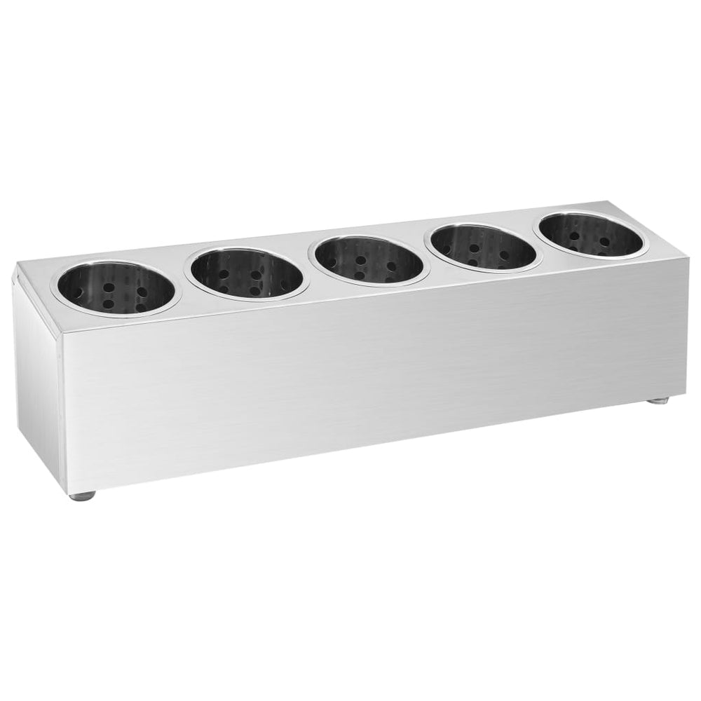 vidaXL Cutlery Caddy 5 Compartments Rectangular Stainless Steel