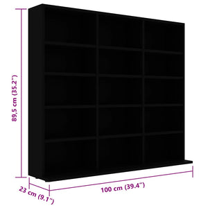 Schwarzes CD-Regal aus Holz