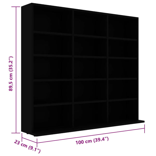 Schwarzes CD-Regal aus Holz