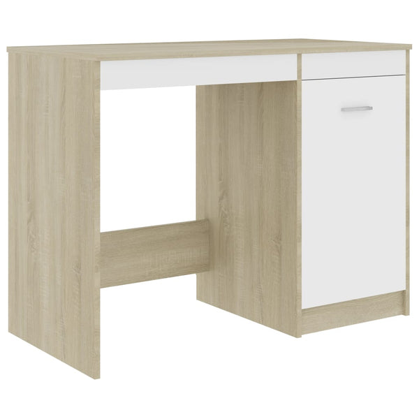 Schreibtisch Weiß Sonoma-Eiche 100 cm