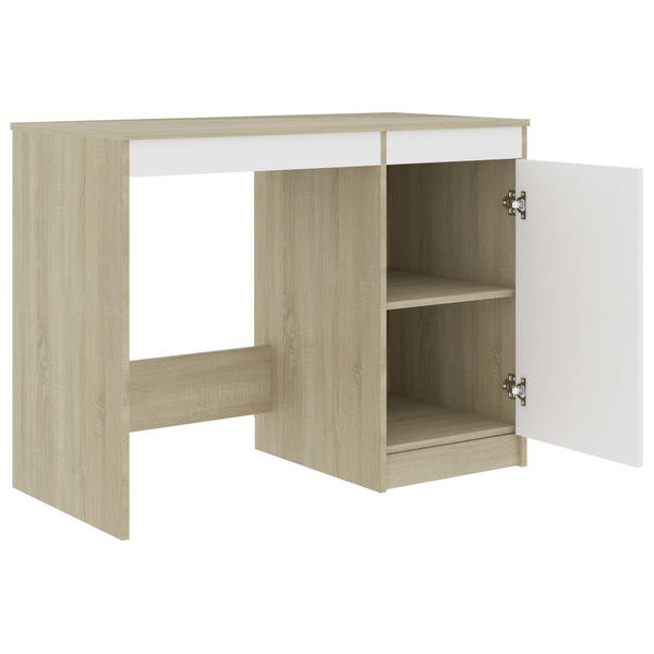 Schreibtisch Weiß Sonoma-Eiche 100 cm