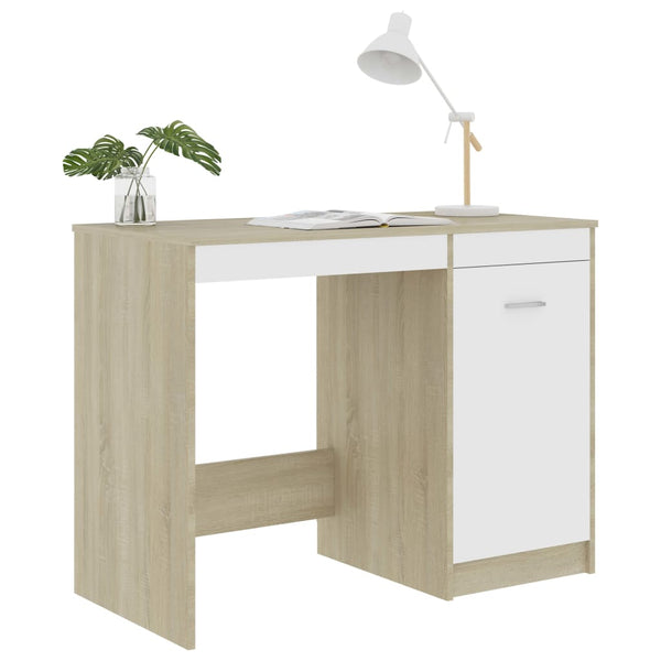 Schreibtisch Weiß Sonoma-Eiche 100 cm