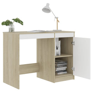 Schreibtisch Weiß Sonoma-Eiche 100 cm