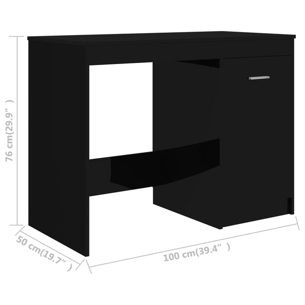Schreibtisch Hochglanz Schwarz 100x50 cm