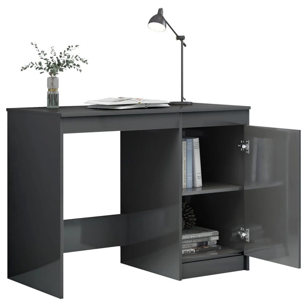 Schreibtisch Hochglanz Grau 100x50 cm