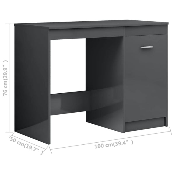 Schreibtisch Hochglanz Grau 100x50 cm