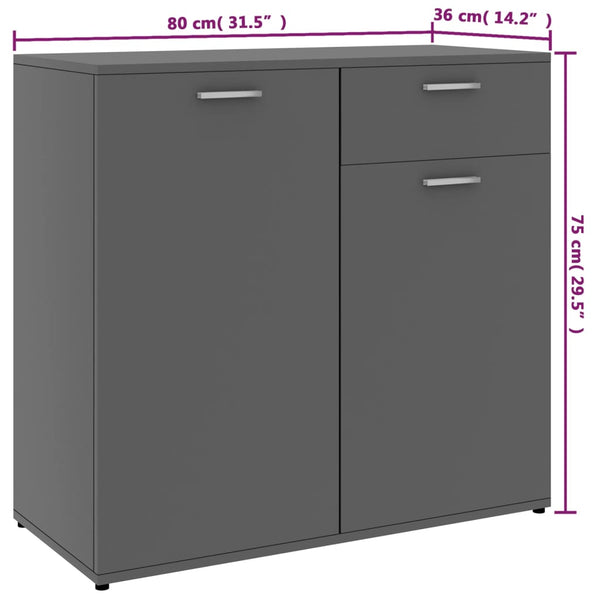 Graues Sideboard 80 cm Holzwerkstoff