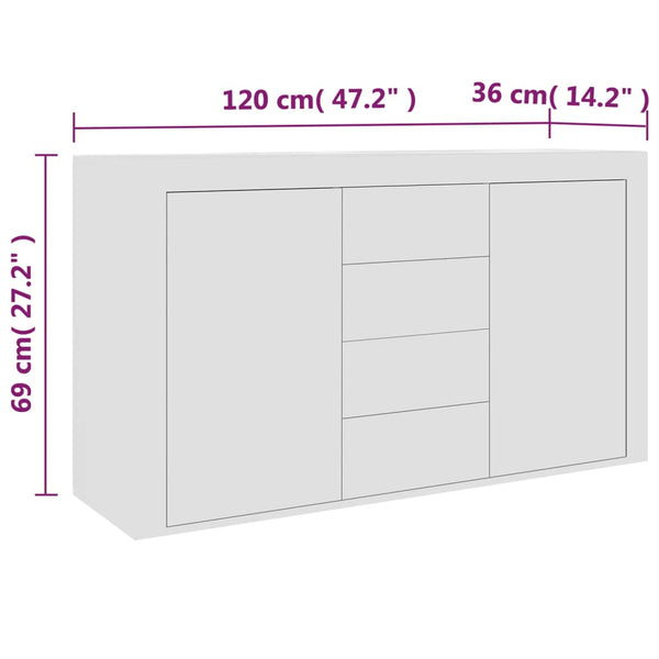 Sideboard Weiß 120 cm Holzwerkstoff