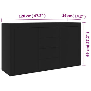 Schwarzes Sideboard 120 cm Holz