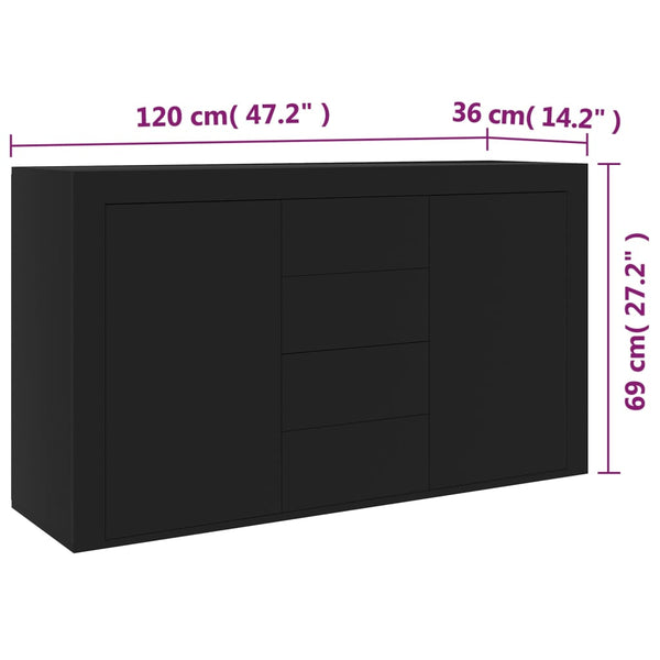 Schwarzes Sideboard 120 cm Holz