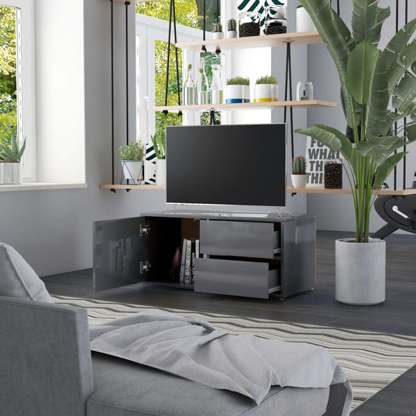 TV-Schrank Hochglanz Grau 80 cm