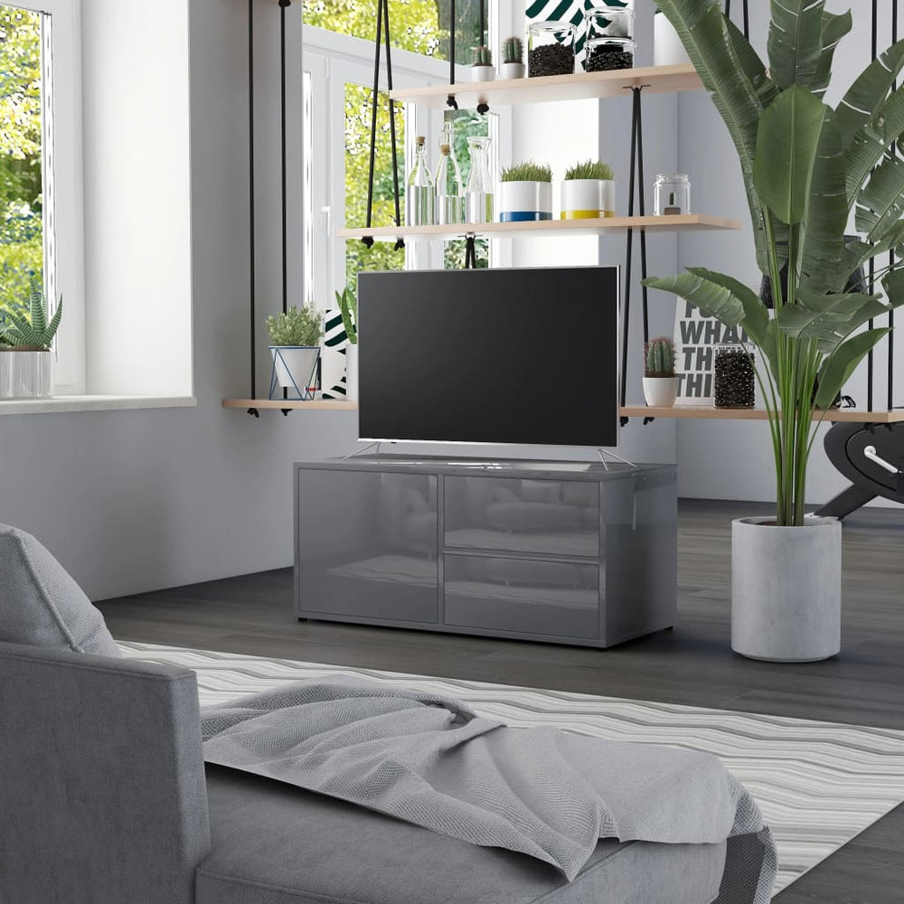 TV-Schrank Hochglanz Grau 80 cm