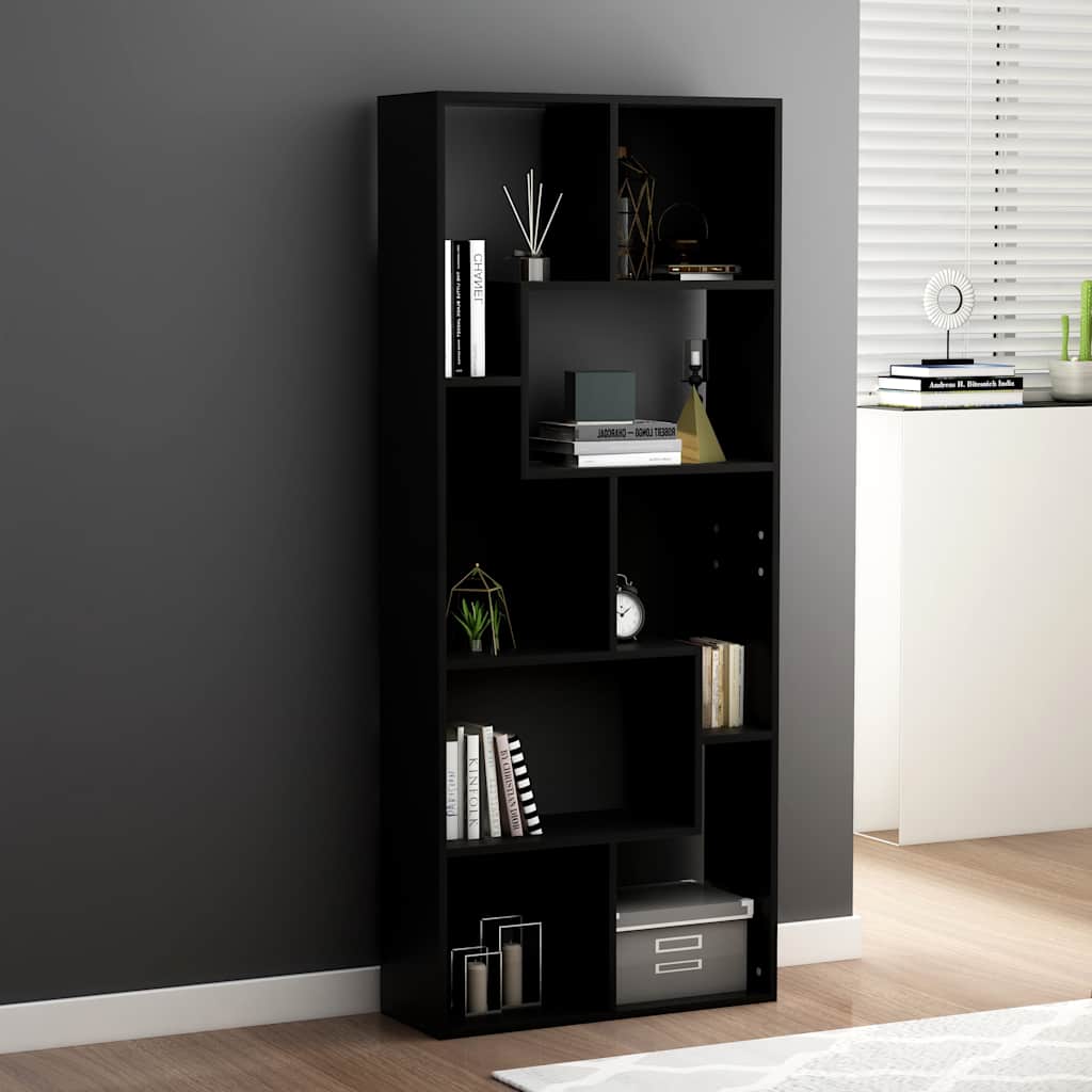 Schwarzes Bücherregal 67x24x161 cm