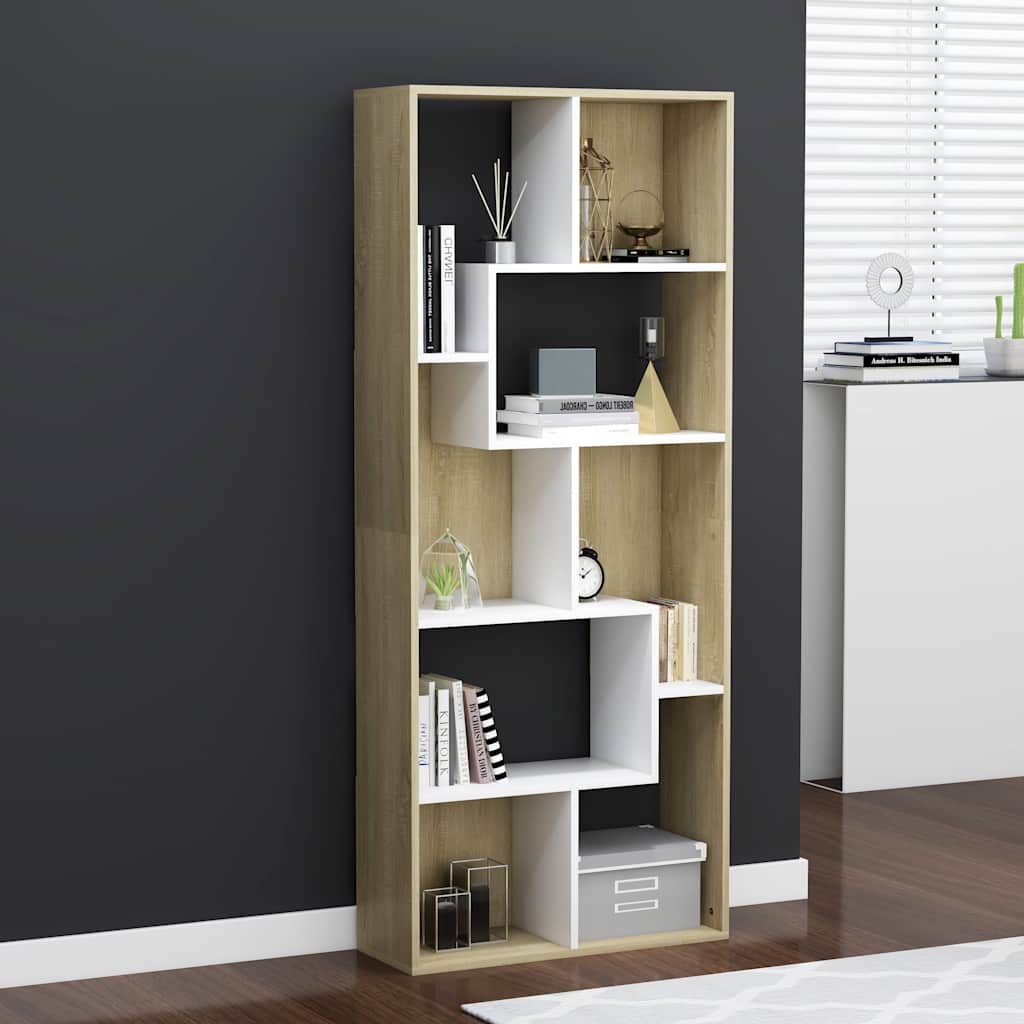 Bücherregal Weiß & Sonoma-Eiche 67x161 cm