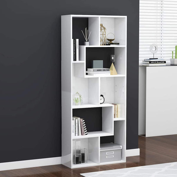 Hochglanz Bücherregal Weiß 67x24x161 cm