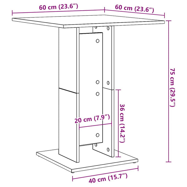 Schwarzer Bistrotisch 60x60 cm