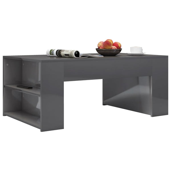 Hochglanz Couchtisch Grau 100x60 cm