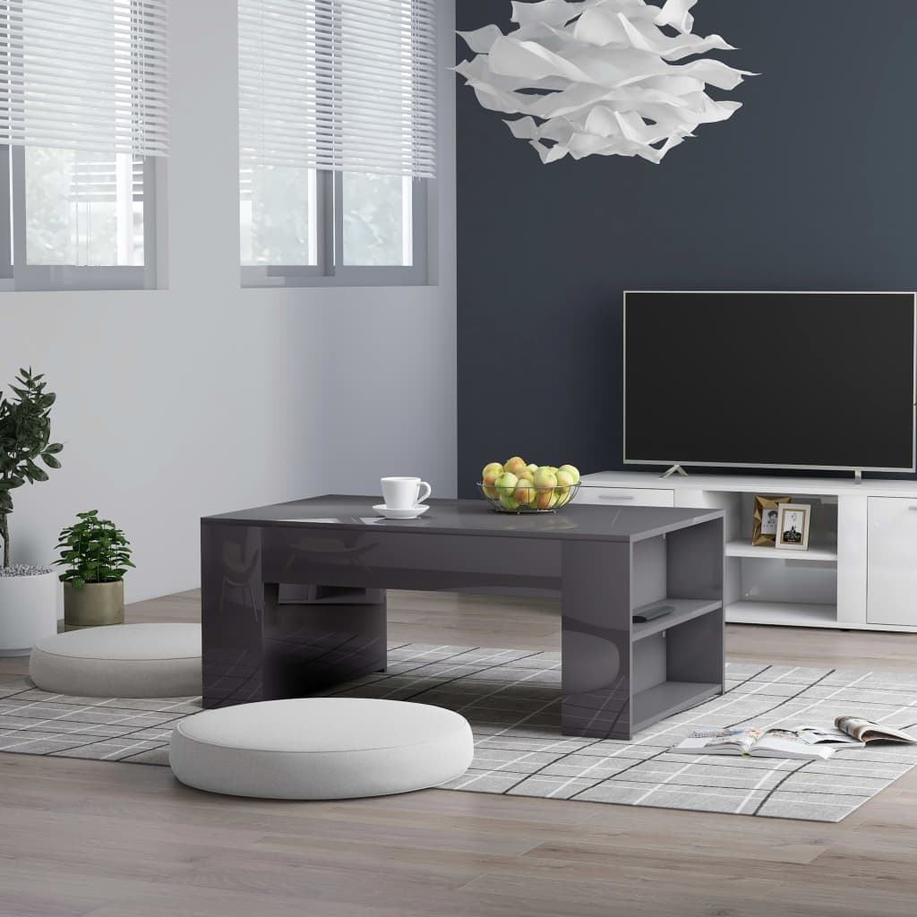 Hochglanz Couchtisch Grau 100x60 cm