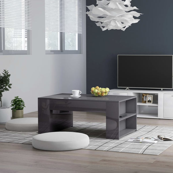 Hochglanz Couchtisch Grau 100x60 cm