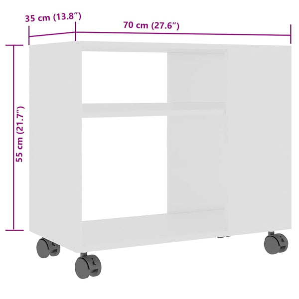 Weißer Beistelltisch 70x35x55 cm