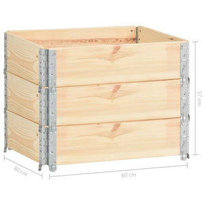 vidaXL Rehausses de palette 3 pcs 60x80 cm Bois de pin massif