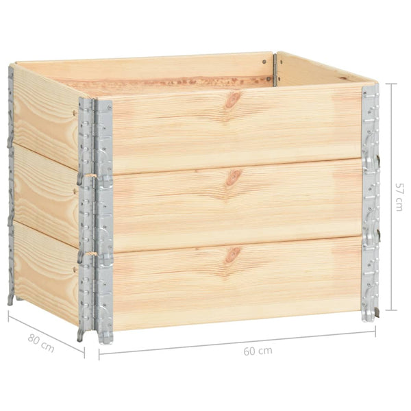 vidaXL Rehausses de palette 3 pcs 60x80 cm Bois de pin massif