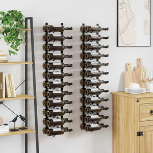Wand-Weinregale für 48 Flaschen 2 Stk. Schwarz Eisen